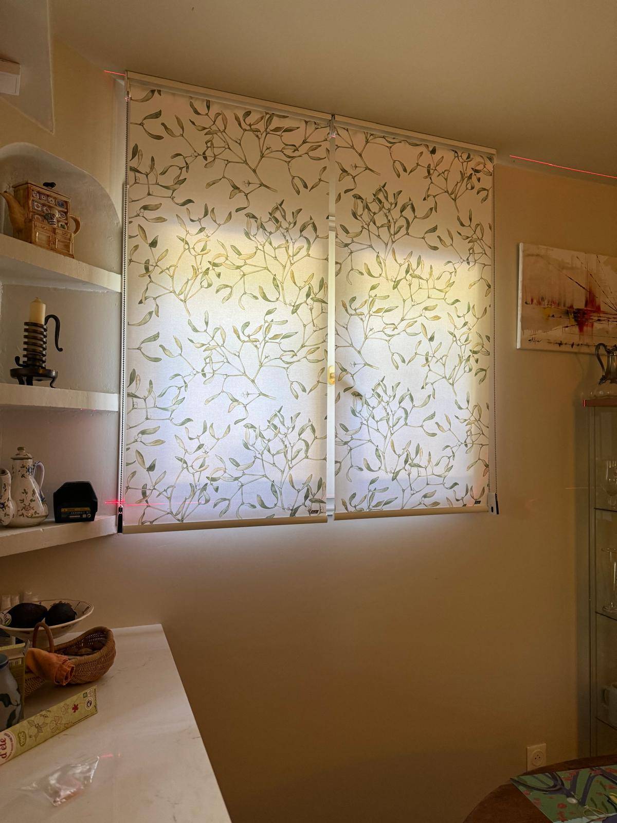 Installation d'un store enrouleur motif végétal LUXAFLEX à Sanary sur Mer dans le 83